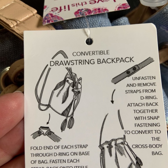 🦩NWT Love This Life convertible drawstring backpack - Picture 6 of 9